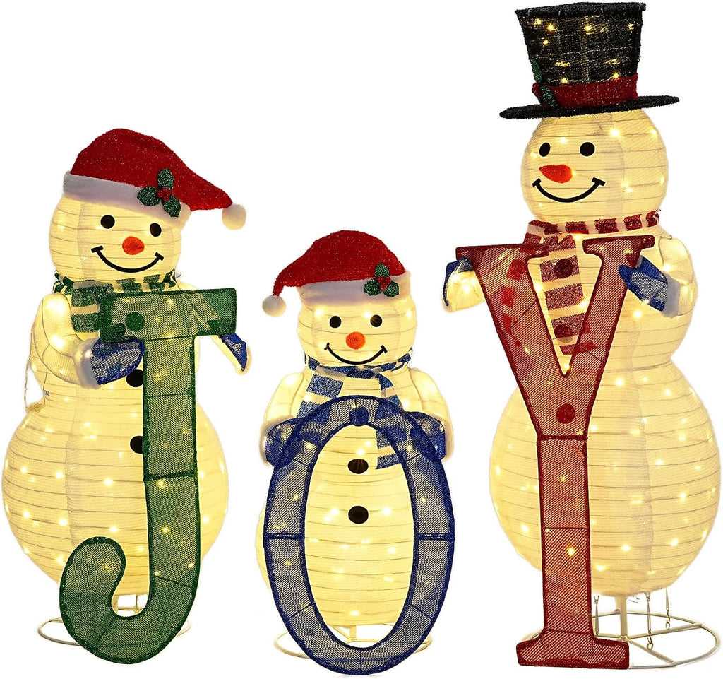 foowin lighted 3 pcs 3d outdoor snowman family, main product view
