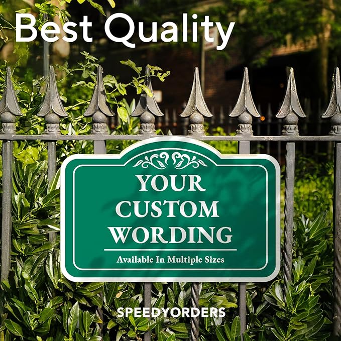 Custom Decorative Outdoor Metal Sign - Personalized Aluminum Driveway Sign, Waterproof, Made In USA - Design 1 Forest Green 42x28 In