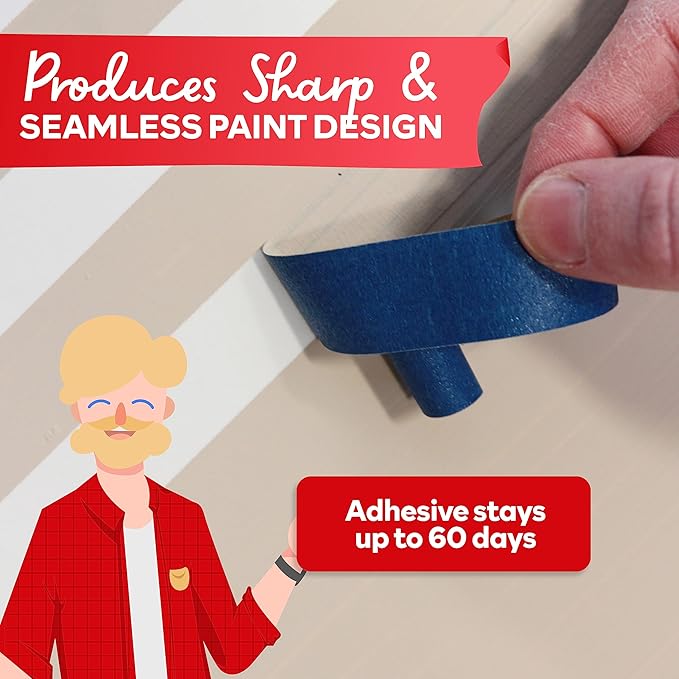 XFasten Blue Painters Tape 540 Feet 3 Inch X 60 Yards (3-Pack) Wide Painters Tape Blue Masking Tape Paint Tape for Walls, Painters Tape Car Strong Adhesion, No Mess Blue Tape Masking Tape for Painting