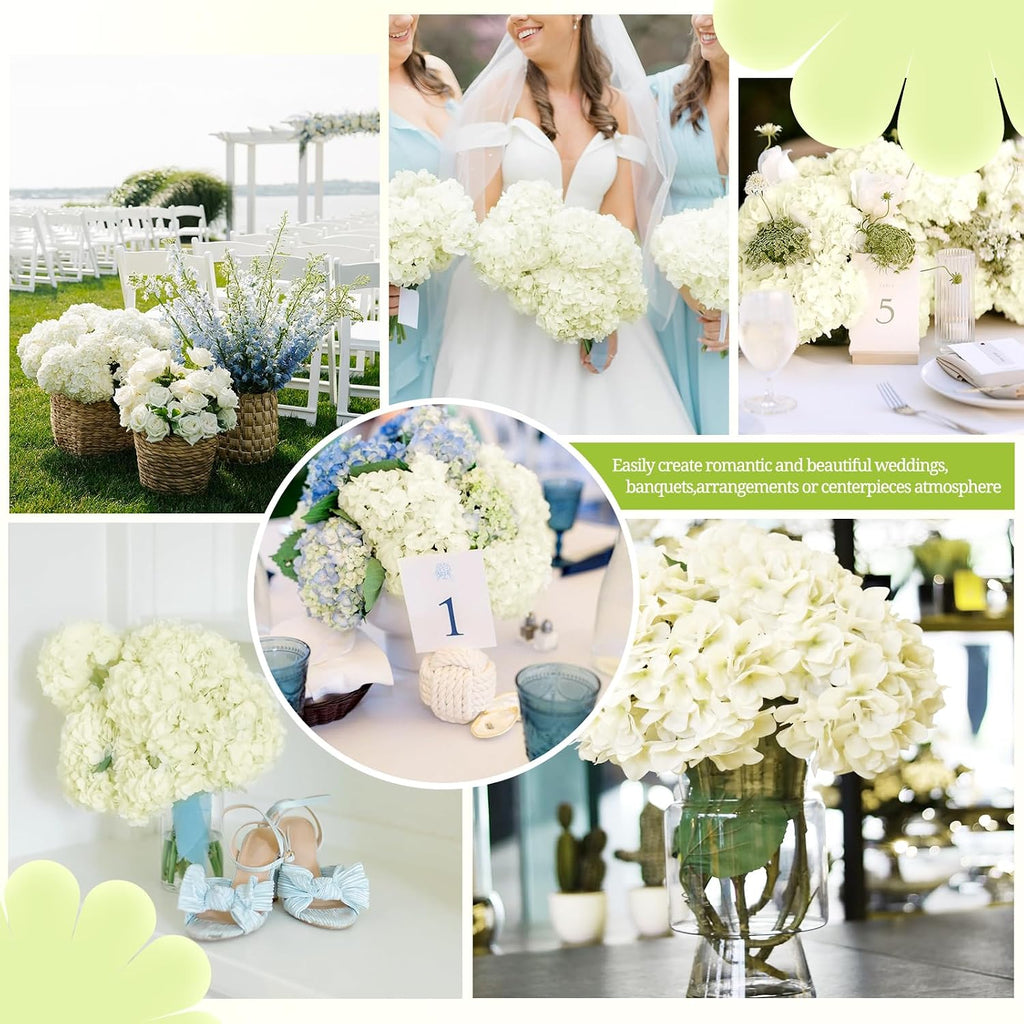 pesonlook 100pcs ivory hydrangeas artificial flowers,wedding centerpieces shown in use