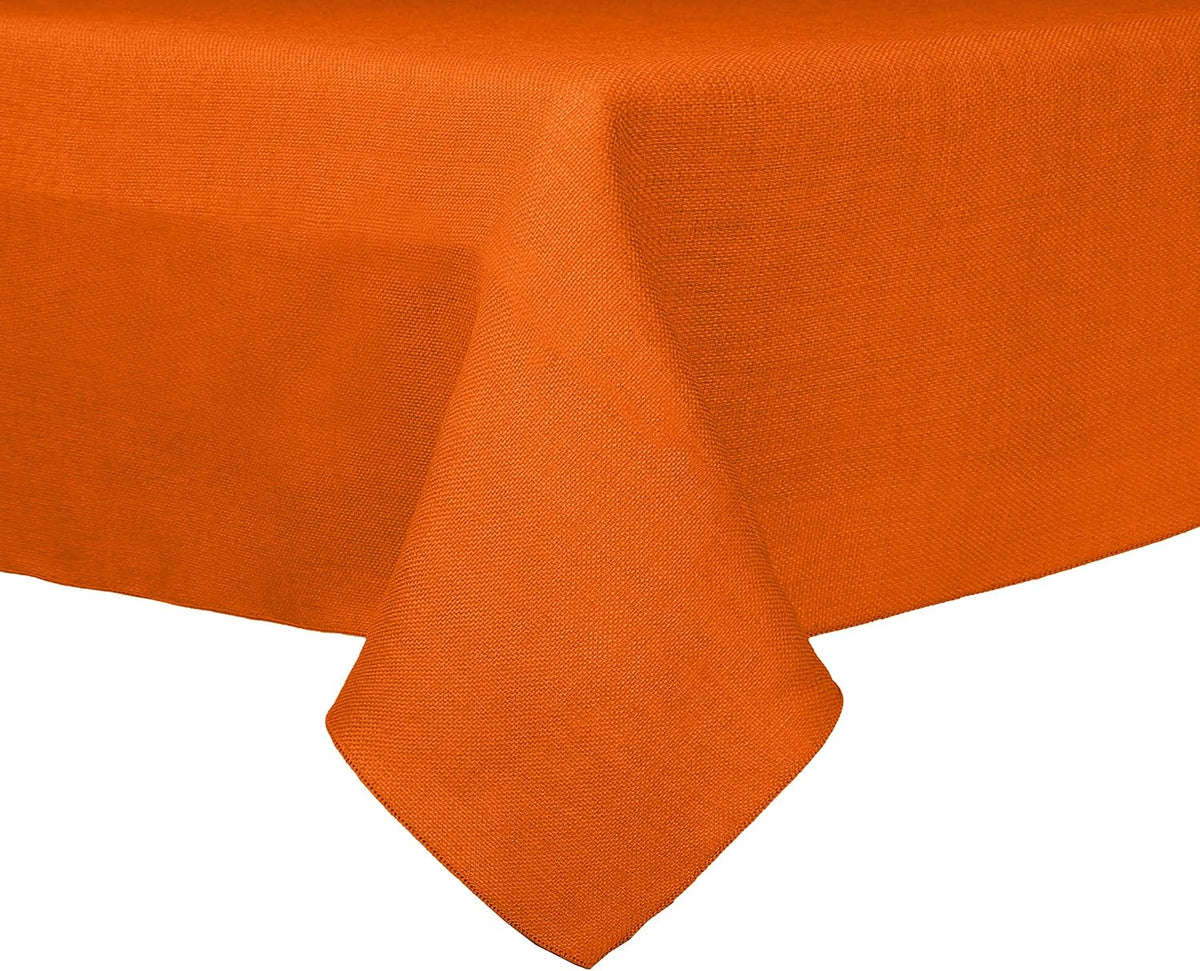 Ultimate Textile 60x120-Inch Faux Burlap Tablecloth, Orange, 10 Pack