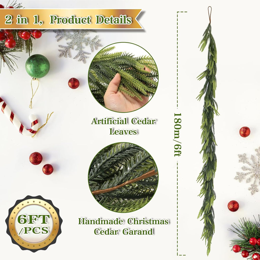 artificial norfolk pine garlands, set of 2 –, close-up detail