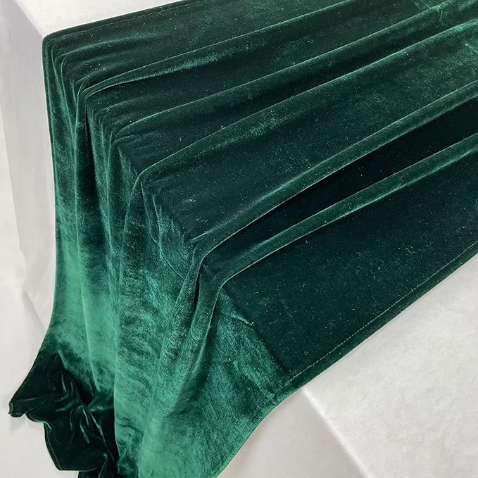 Luxurious Velvet Table Runner, 10ft Wedding Reception Decorations, 20x120inch Soft Velvet Fabric, Table Linen Overlay, Wedding Table Runners (Emerald Green, 20X120inch, 2pack)