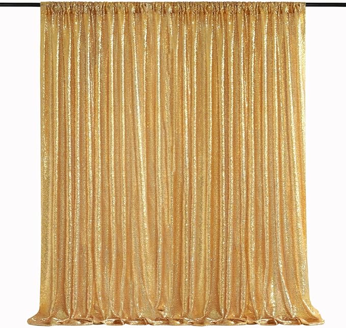 7ft x 7ft Gold Sequin Backdrop Curtain Glitter Photo Booth Backdrop for Wedding Birthday Baby Shower Event Decorations