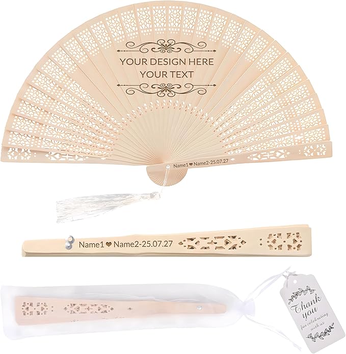 20 PCS Custom Fans Personalized Folding Fans for Line Dancing Wooden Hand Fan Wedding Favors Gift for Guests Personalized Fans for Events