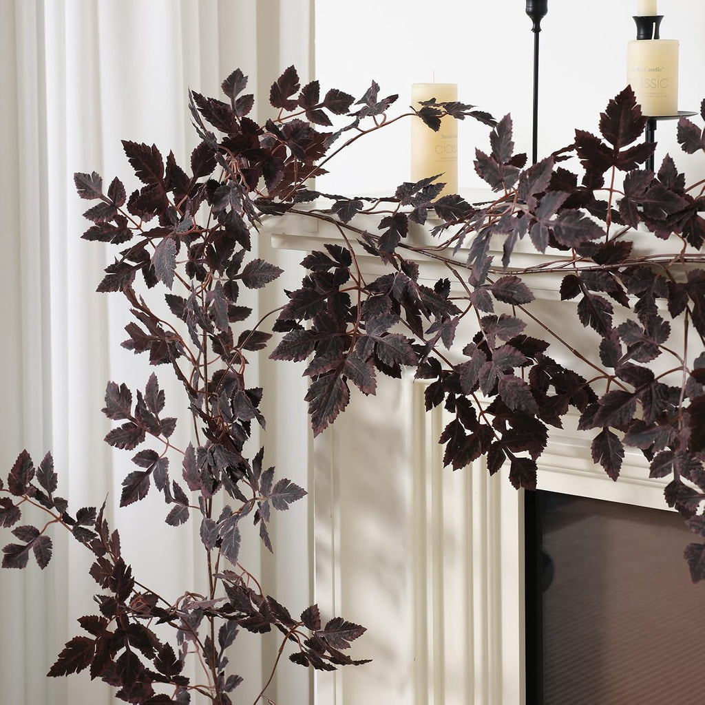 mizii 10ft artificial vines garlands burgundy faux cimicifuga, side view