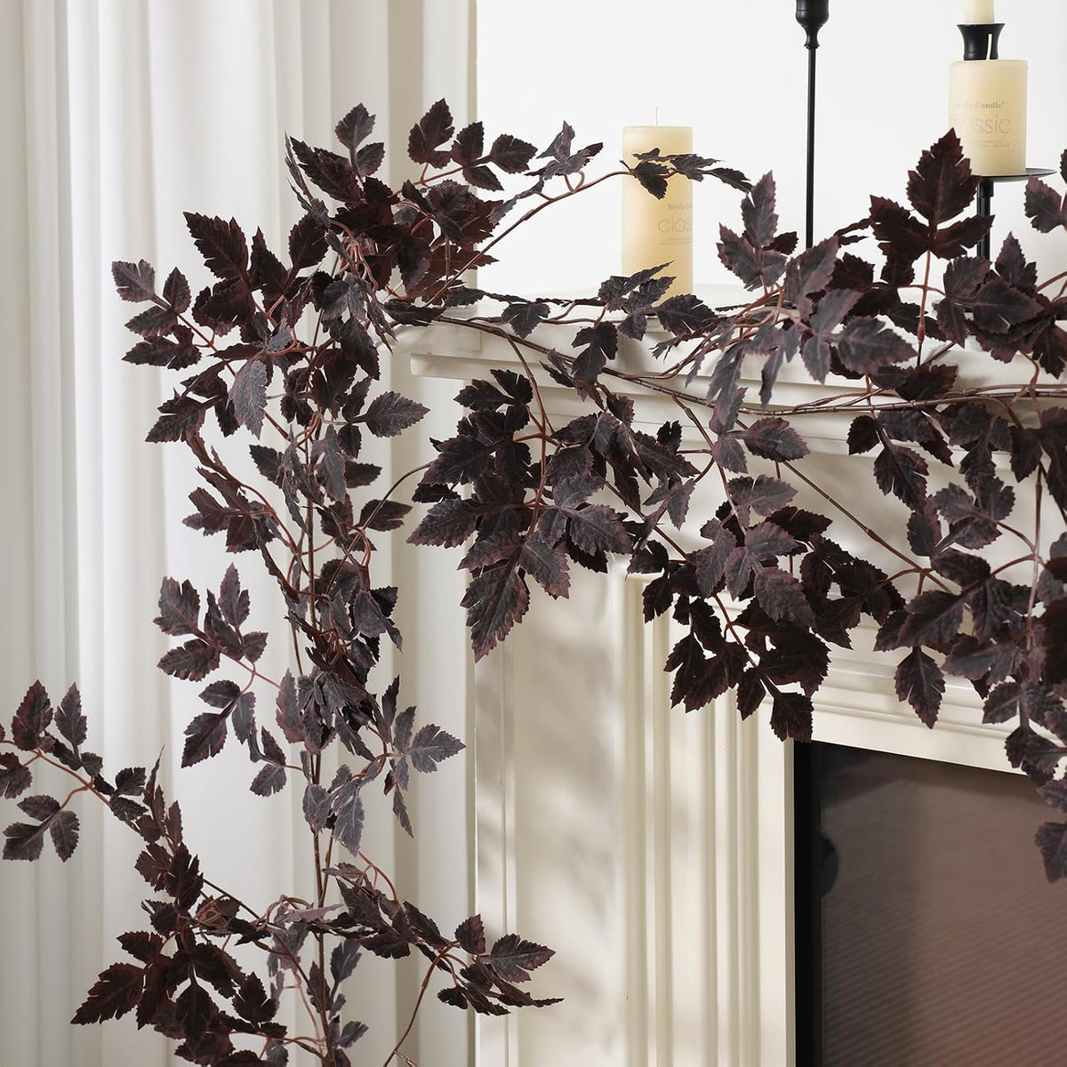 mizii 10ft artificial vines garlands burgundy faux cimicifuga, side view