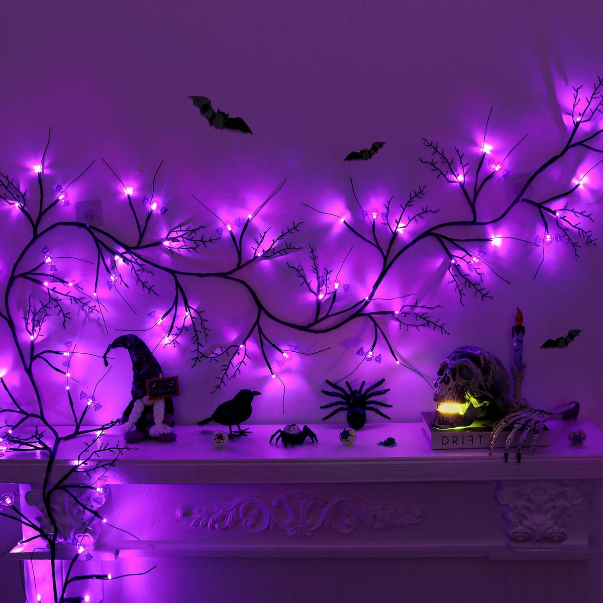 9ft 72 led willow vine twig decor black, main product view