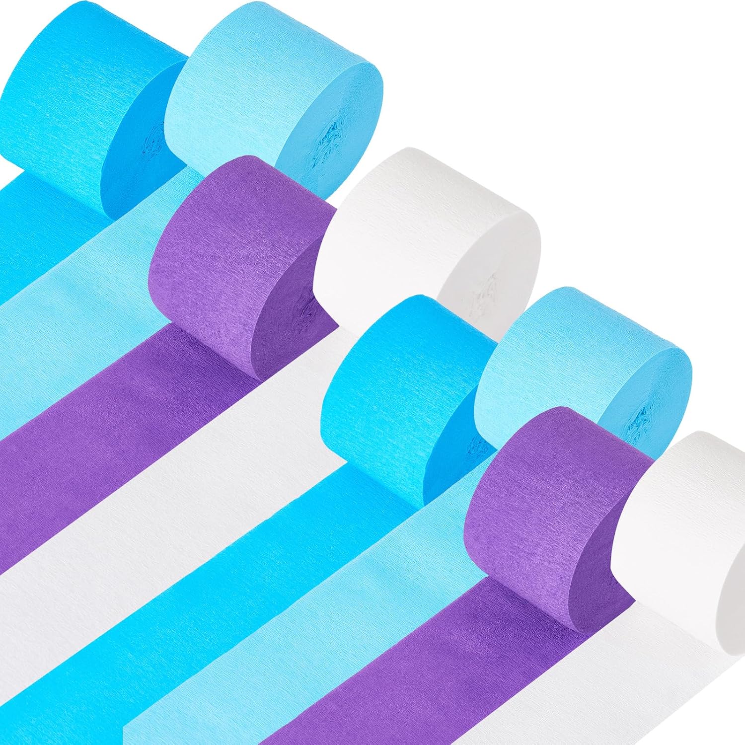 Frozen Birthday Party Decorations, 8 Rolls Purple Blue White Crepe Paper Streamers for Winter Princess Christmas Holidays Party Decoration