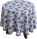 patdrea Designer Linen Blue Small Tablecloth for Round Table,Vintage Durable Paisley Pattern Table Cloth,Floral Cover Fall Decor for Kitchen Dining Christmas,Thanksgiving,Diameter 55"-Lantang a