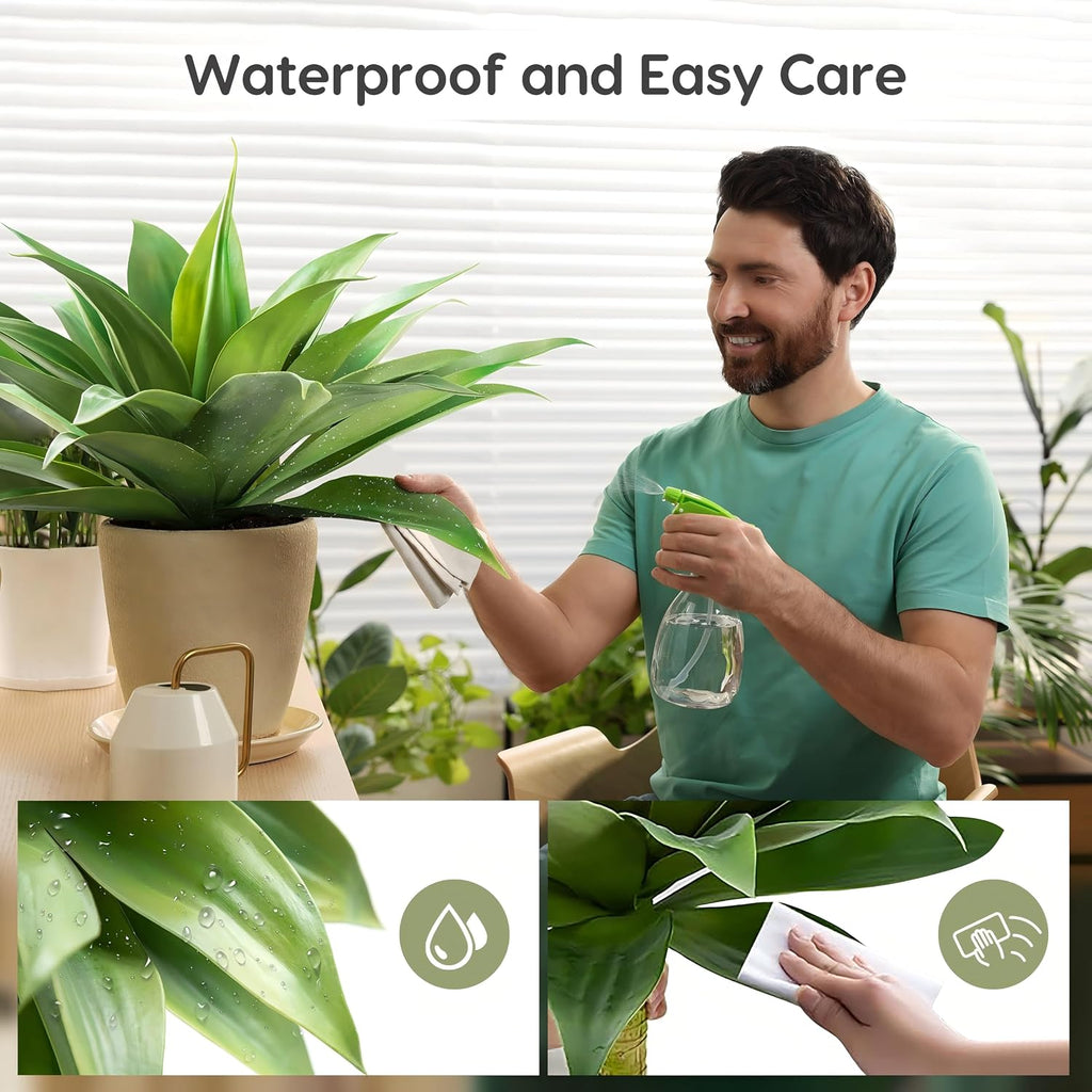 velener 28 inch artificial agave plants outdoor set showing dimensions