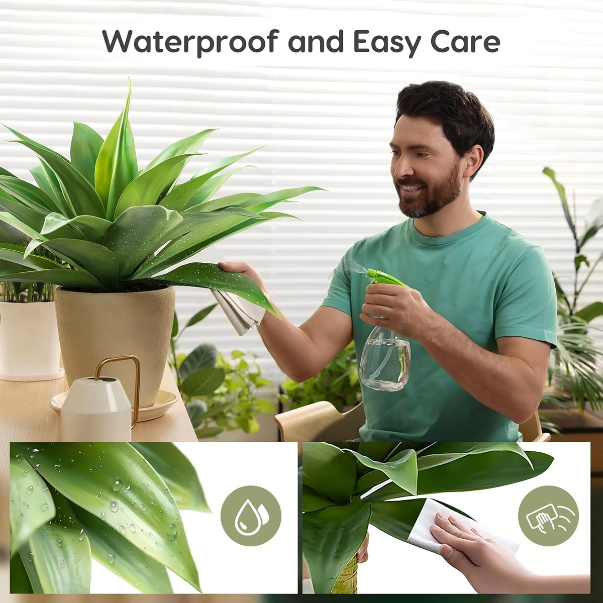 velener 28 inch artificial agave plants outdoor set showing dimensions