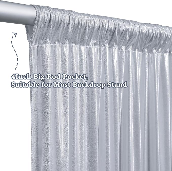 Outpain Thick 30 ft x 10 ft Silver Sequin Backdrop Curtain for Parties, Wrinkle Free Glitter Photo Backdrop Drapes 6 Panels 5x10ft Silver Back Drop Cloth for Wedding Christmas Photography Background
