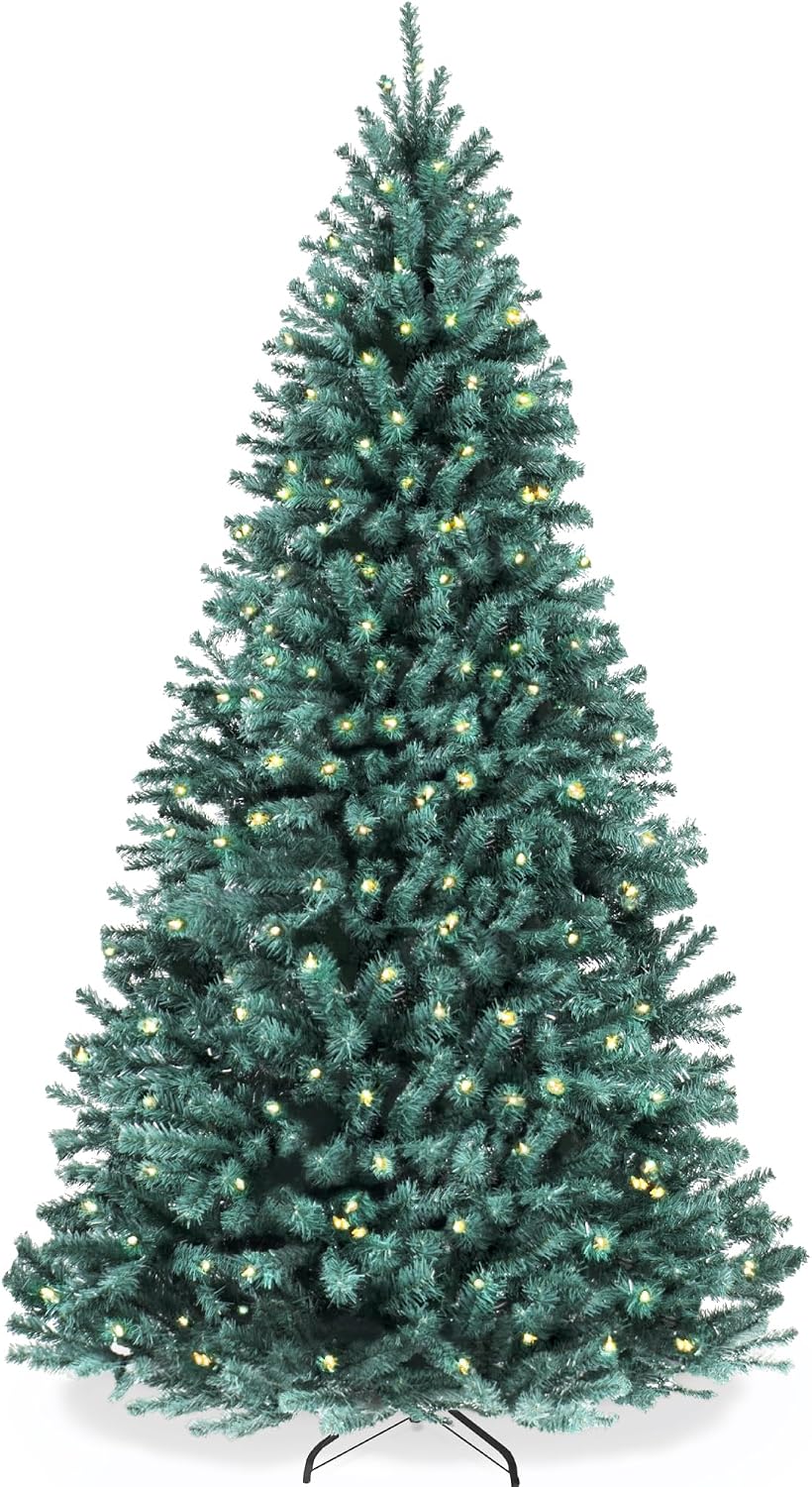 best choice products 7.5ft pre-lit blue spruce christmas, main product view