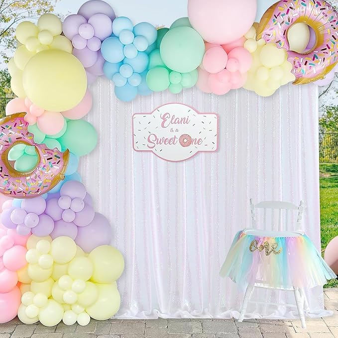 White Iridescent Sequin Curtains 10ftx10ft Photo Booths Backdrop for Birthdays Mermaid Party Wall Decorations