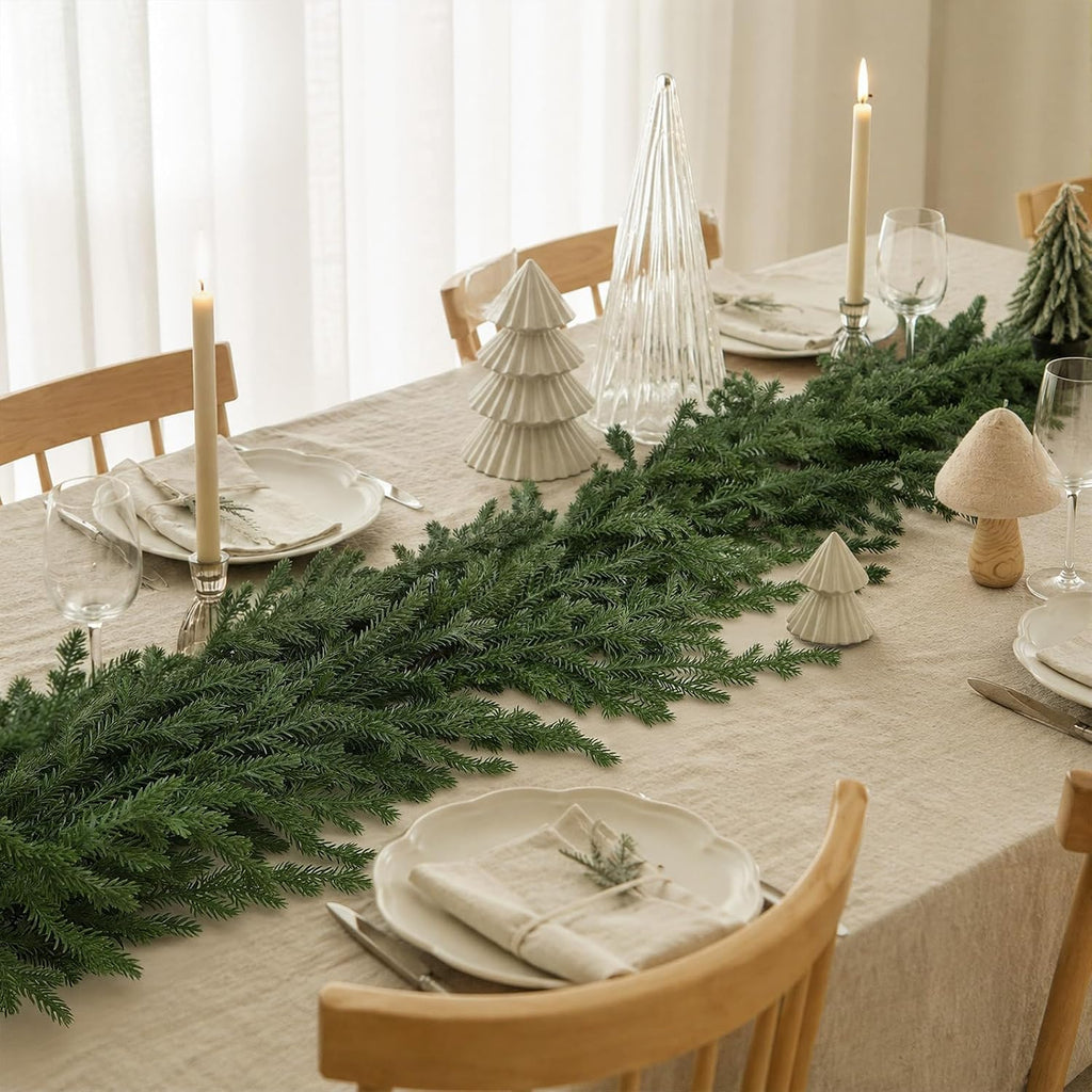 upgraded 9ft christmas norfolk pine garland, real touch, package contents
