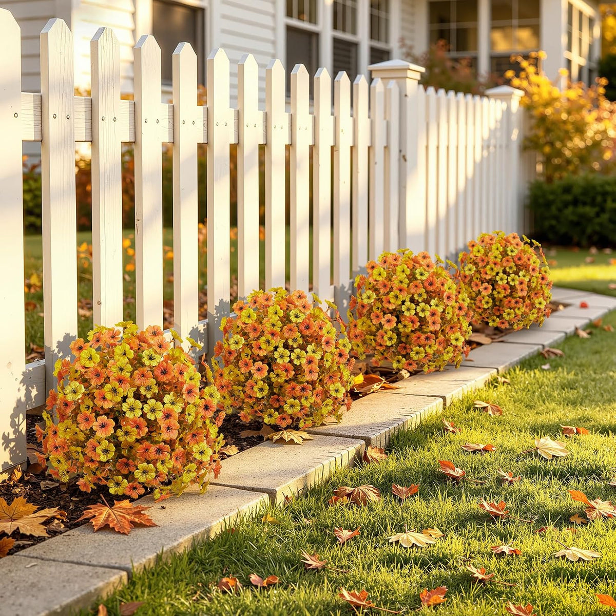 Alupssuc 4Pcs 20" UV Resistant Artificial Fall Ball Flowers for Outdoors