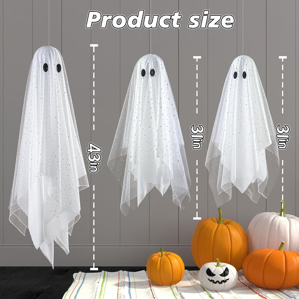 aygxu halloween decorations outdoor/indoor-3pcs hanging ghost decor with, side view