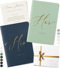 ARTESORI Wedding Vow Book for Her & Him, Soft Touch, Gold Engraving, 28 Lined Pages, Wedding Vow Books His and Hers, Wedding Essentials, Wedding Registry Gifts, His and Hers Gifts [Mint & Navy]