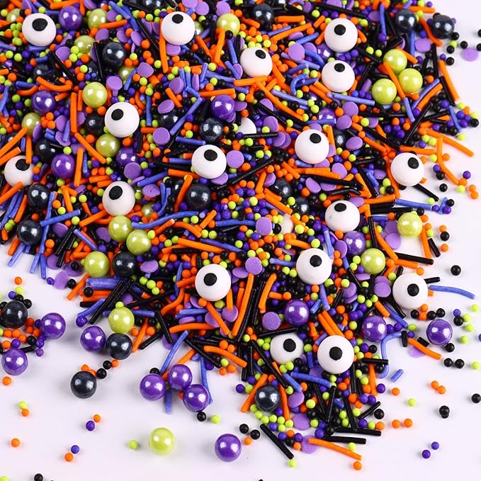 Halloween Sprinkles for Cake Decorating 7ounce, Eyeball Sprinkles for Halloween Party, Sugar Pearl Sprinkles for Cupcake Toppers, Cookie, Ice Cream Decorations Celebrations