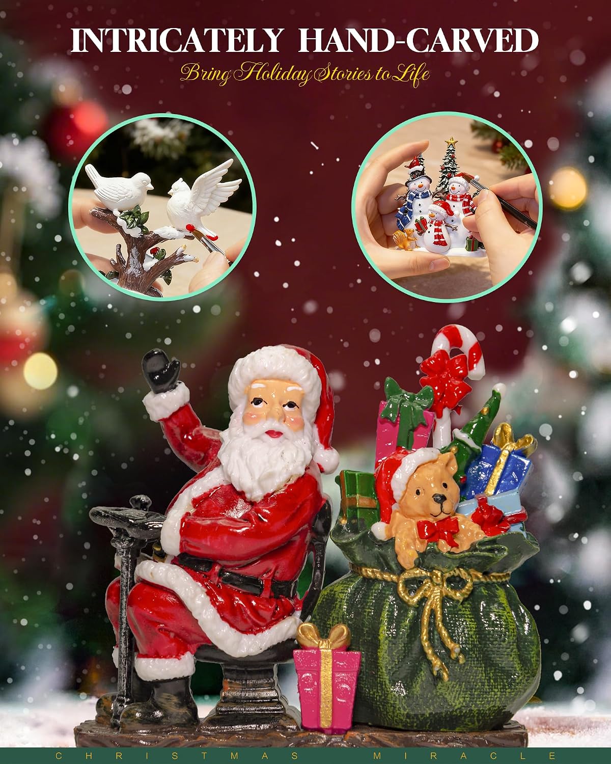 Extra Large Christmas Snow Globes Christmas Lantern, 10.24" Lighted Electric Snowglobes with 8 Songs 6H Timer Dual Power, Santa and Train Snowglobe Xmas Ornaments Snow Globe for Kids Adults Gifts