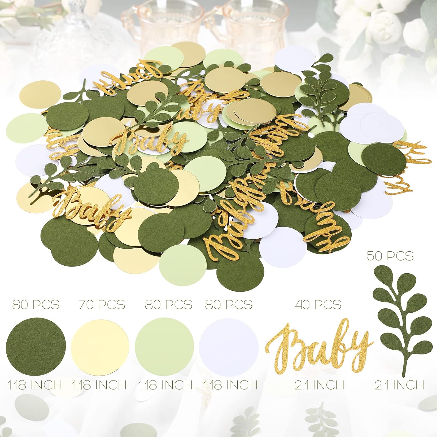 Minatee 400 Pcs Baby Shower Confetti Decorations Table Confetti Dots Gender Reveal Wedding Decor(Elegant Color,Fresh Style)