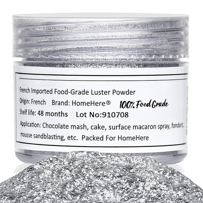 HomeHere Edible Luster Dust Food-Grade Glimmer Powder Glitter for Cake Decorating 7g, Disco Diamond Dust, Edible Sprinkle Glitter for Cocktails Drinks Baking Candy Dessert Chocolate Vegan Tasteless