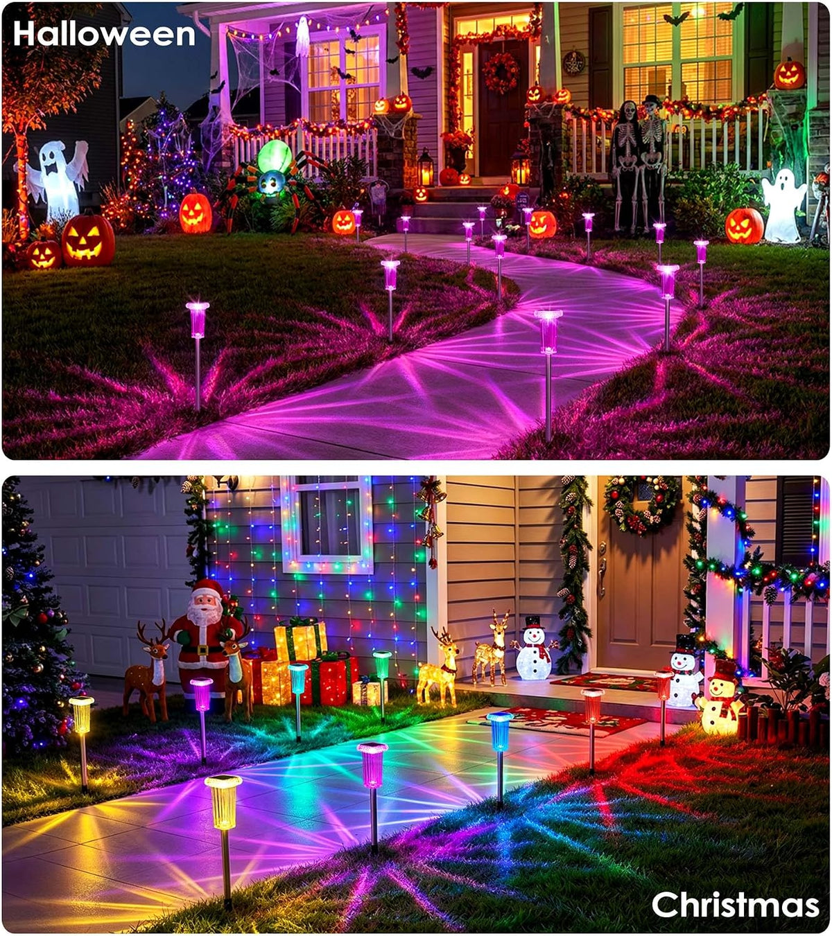 DenicMic Pathway Solar Lights Outdoor Waterproof 8 Pack Halloween Decor