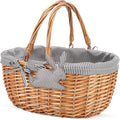 good gain picnic basket with folded handles,wicker empty, main product view
