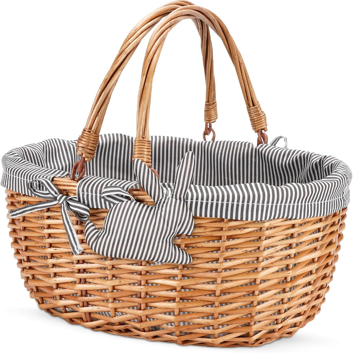 good gain picnic basket with folded handles,wicker empty, main product view