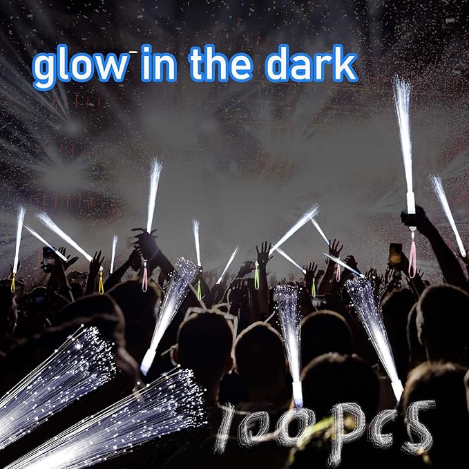 100Pcs White Fiber Optic Wands,3 Models Wedding Sparklers,Glow Sticks Light up Sticks Led Light Wands Fit Wedding Bridal Shower Birthday New Years Eve Party Supplies 2025