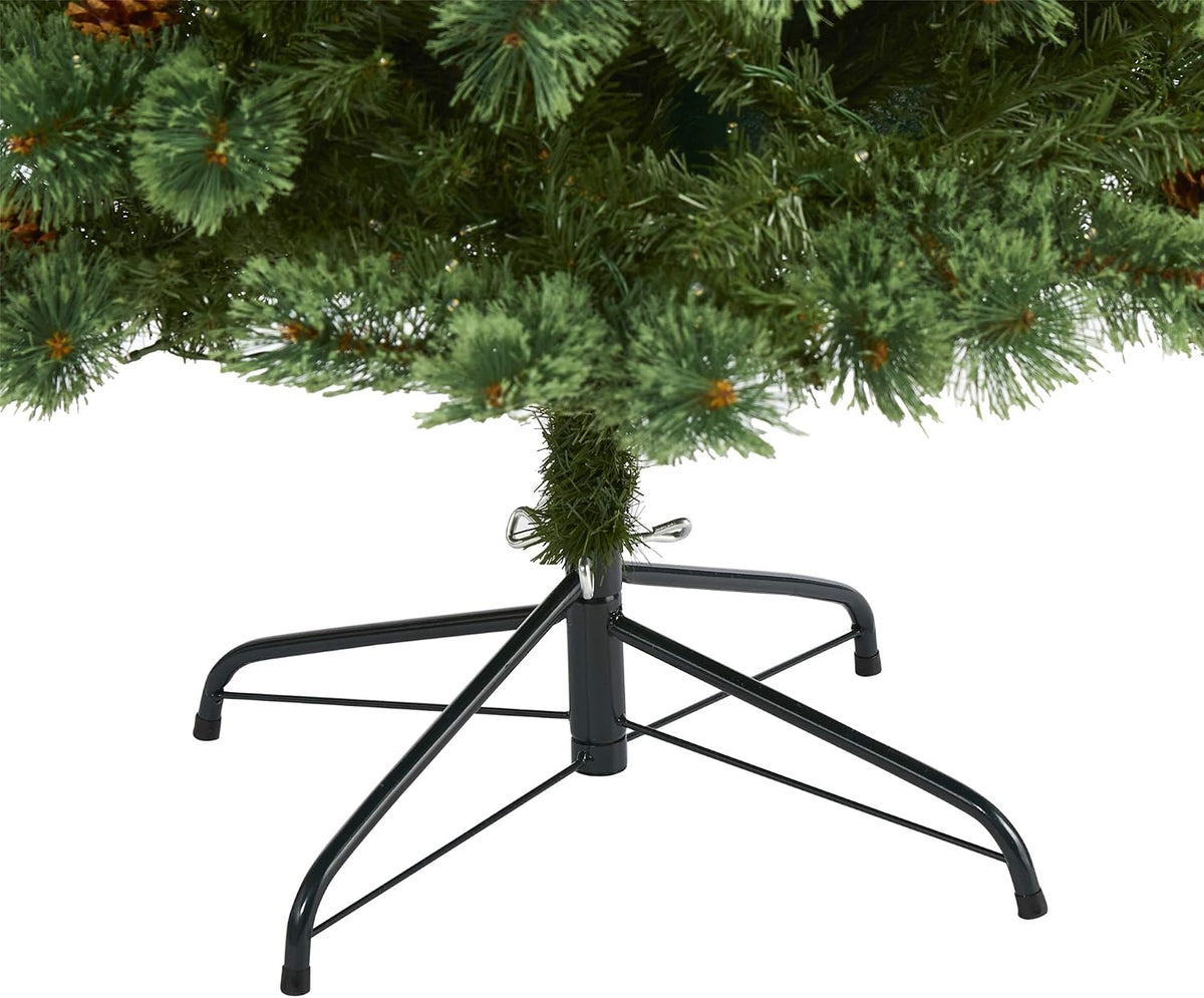 nearly natural 7ft pre-lit pine artificial christmas tree, side view