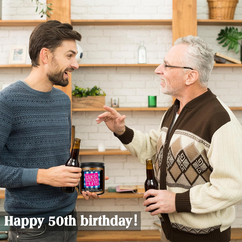 Homsolver 50th Birthday Gift for Her Him, Happy 50th Birthday Candles Gifts for Women Men, Funny 50 Years Old Decorations Ideas- Lavender Scented Candle