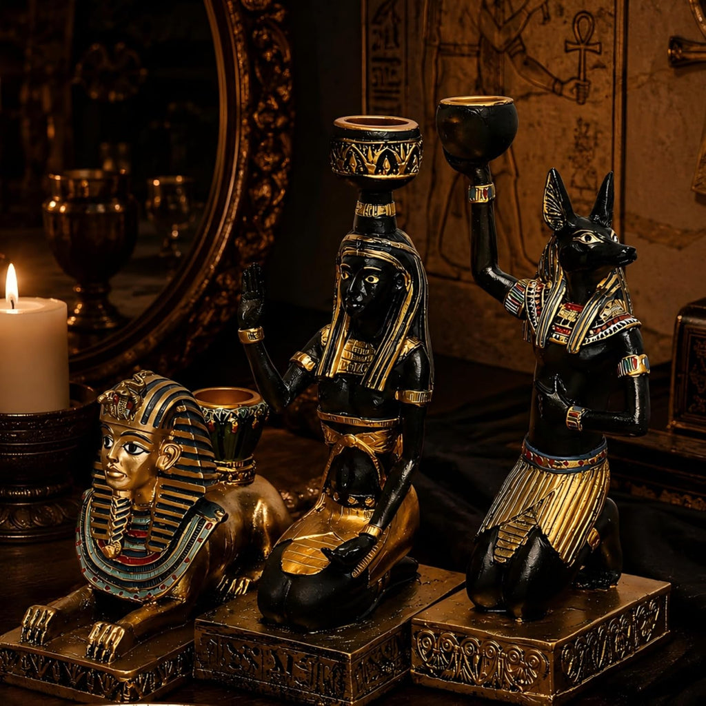 Egyptian Mythology Resin Candle Holder Anubis Goddess Sphinx Figurine (Sphinx)