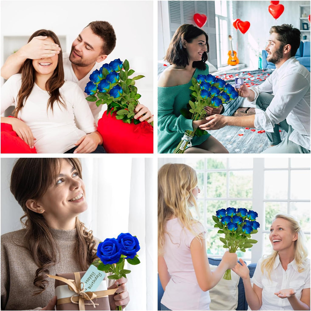 bulk royal blue artificial flowers, fake velvet blue, package contents