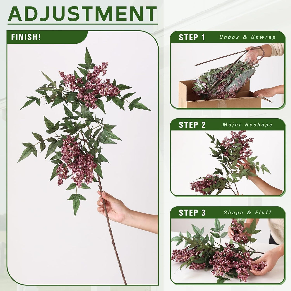 36" artificial nandina berry stem, fake branches for showing dimensions