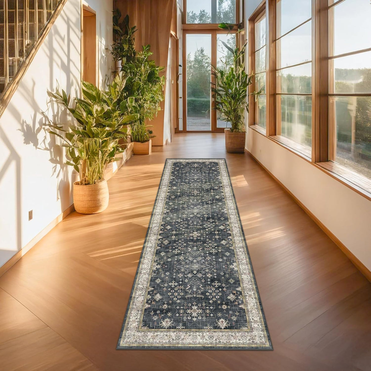 Dark Washable Long Runners for Hallways, 2'6"x8' Wide Kitchen Ru...