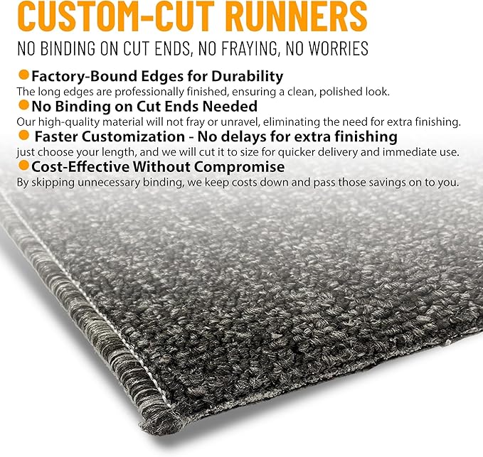 Ottomanson 2'7" x 30' Ultra-Thin Hallway Runner Rug - Durable Non-Slip Carpet for High-Traffic Areas - Fits Under Doors for Seamless Entry - Ideal for Kitchen, Entryway, Bedroom & Living Room, Black