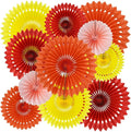 BEISHIDA Fall Orange Hanging Honeycomb Round Paper Fans Decoration Set for Thanksgiving Harvest Fall Wedding Baby Shower Birthday Photo Booth Backdrops Anniversary Party Supplies(11packs)