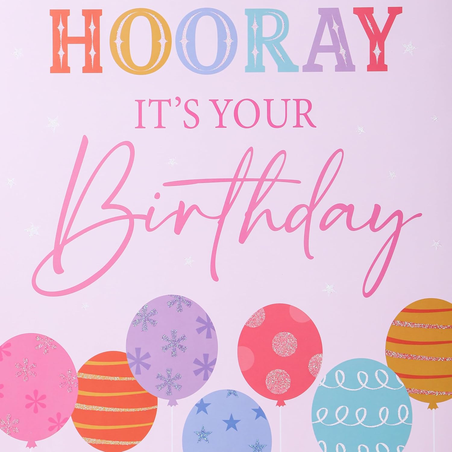 SUNCOLOR Large Birthday Gift Bag Set, Pink Balloon Theme, 13x10.2x6 Inch with Tissue Paper, Greeting Card, Envelope for Women and Girls Party Presents