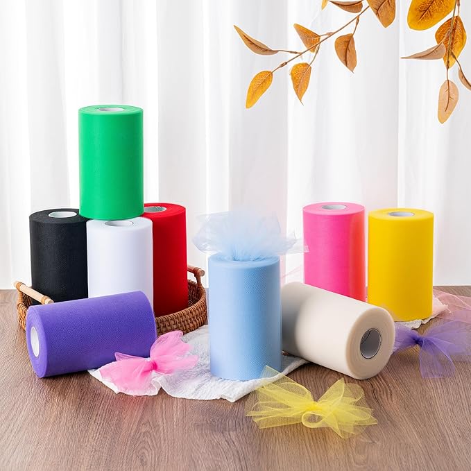 Peacock Blue Tulle Fabric Rolls 6 Inch by 100 Yards (300 feet) Tulle Roll Spool Fabric for DIY Tutu Skirt Baby Shower Birthday Party Wedding Decorations Christmas Craft Supplies (Peacock Blue)