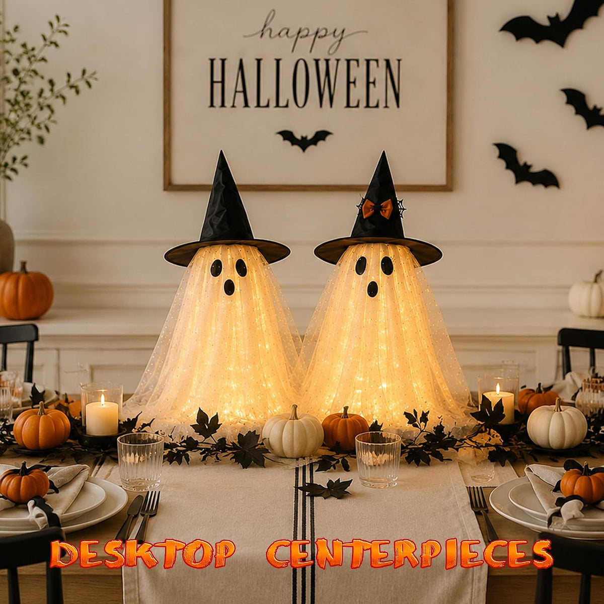 aygxu 2pcs halloween decorations indoor,ghost decor with string, close-up detail