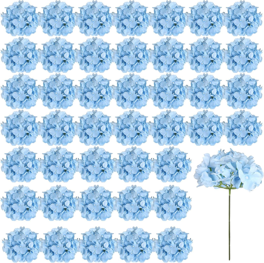 auihiay 46pcs blue hydrangea artificial flowers silk hydrangeas, main product view