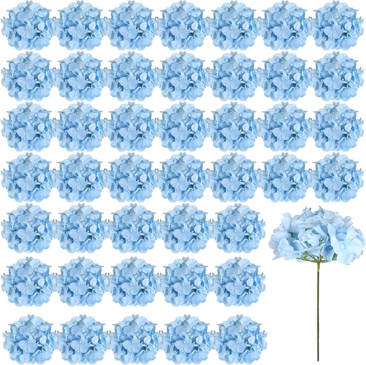 auihiay 46pcs blue hydrangea artificial flowers silk hydrangeas, main product view