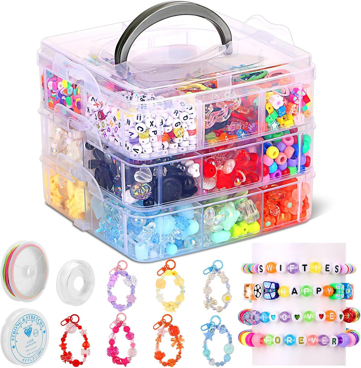 assorted acrylic beads kit for diy bracelets making, main product view