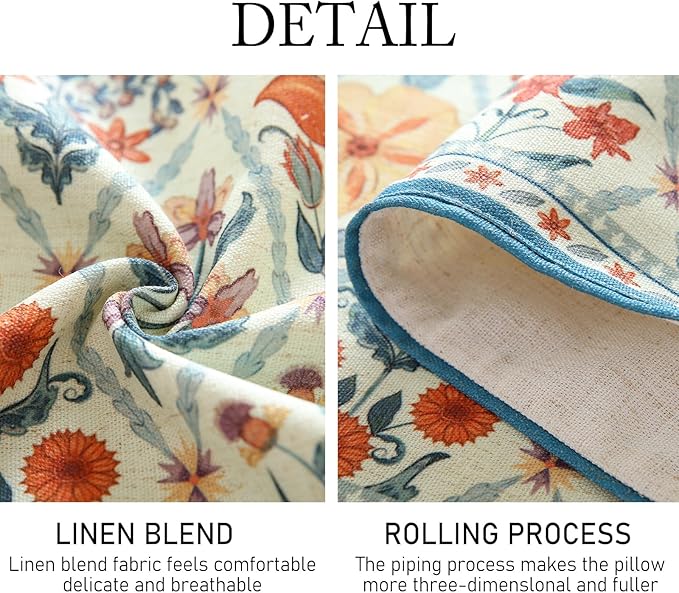 ISAENNE Designer Bohemian Elegant Linen Table Runner 102 Inches Long,Colorful Flower Pattern Table Runners for Dining Tables,Thanksgiving,Kitchen Tables,Christmas,12"*102"-Floralsea A