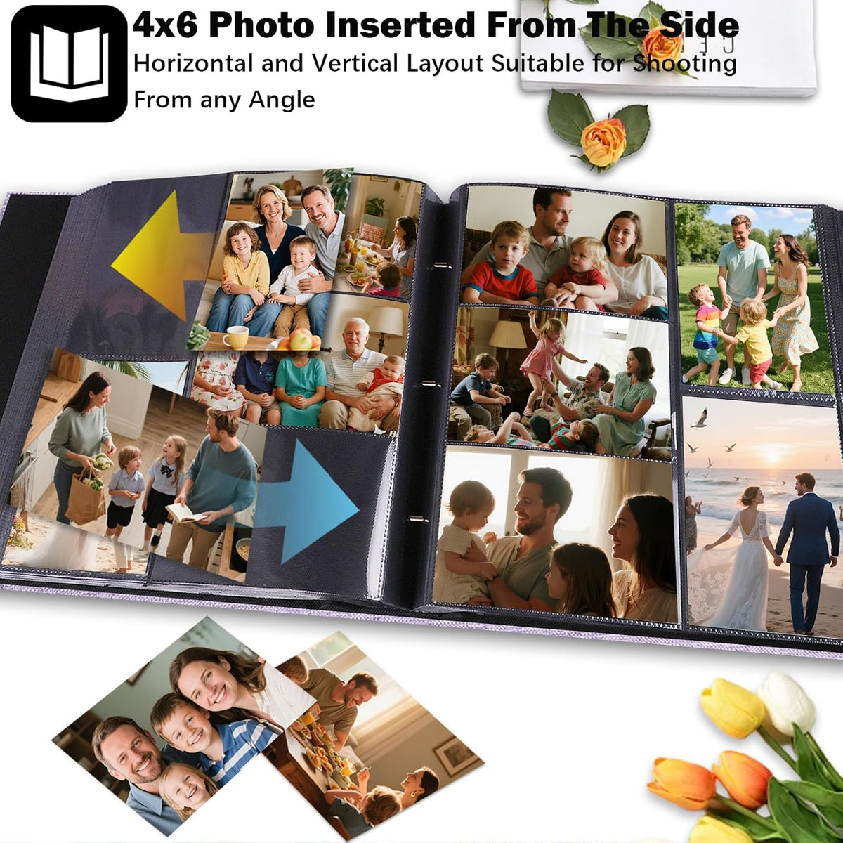 Ruibytree Extra Large Capacity Photo Album 4x6 Pictures 1000 Pockets,Purple