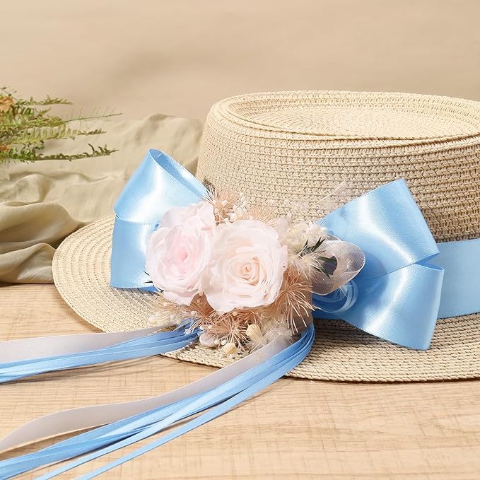LaRibbons 1 Inch 50 Yard Double Faced Satin Ribbon,Light Blue Satin Craft Fabric Ribbon for Gift Wrapping Floral Bouquets Wedding Party Decoration