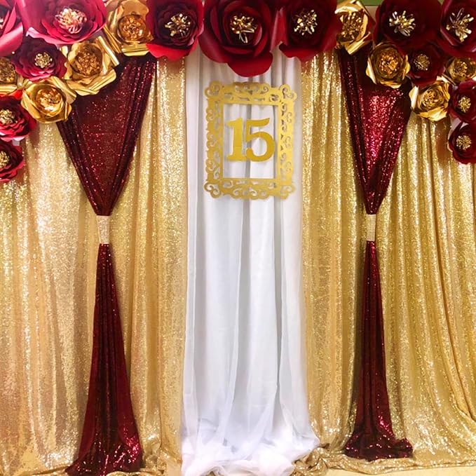 JYFLZQ Burgundy Sequin Backdrop Curtains 7ft x 7ft 1 Panel Glitter Photo Booth Backdrops Sparkly Photography Background Drapes for Parties Wedding Bridal Showers