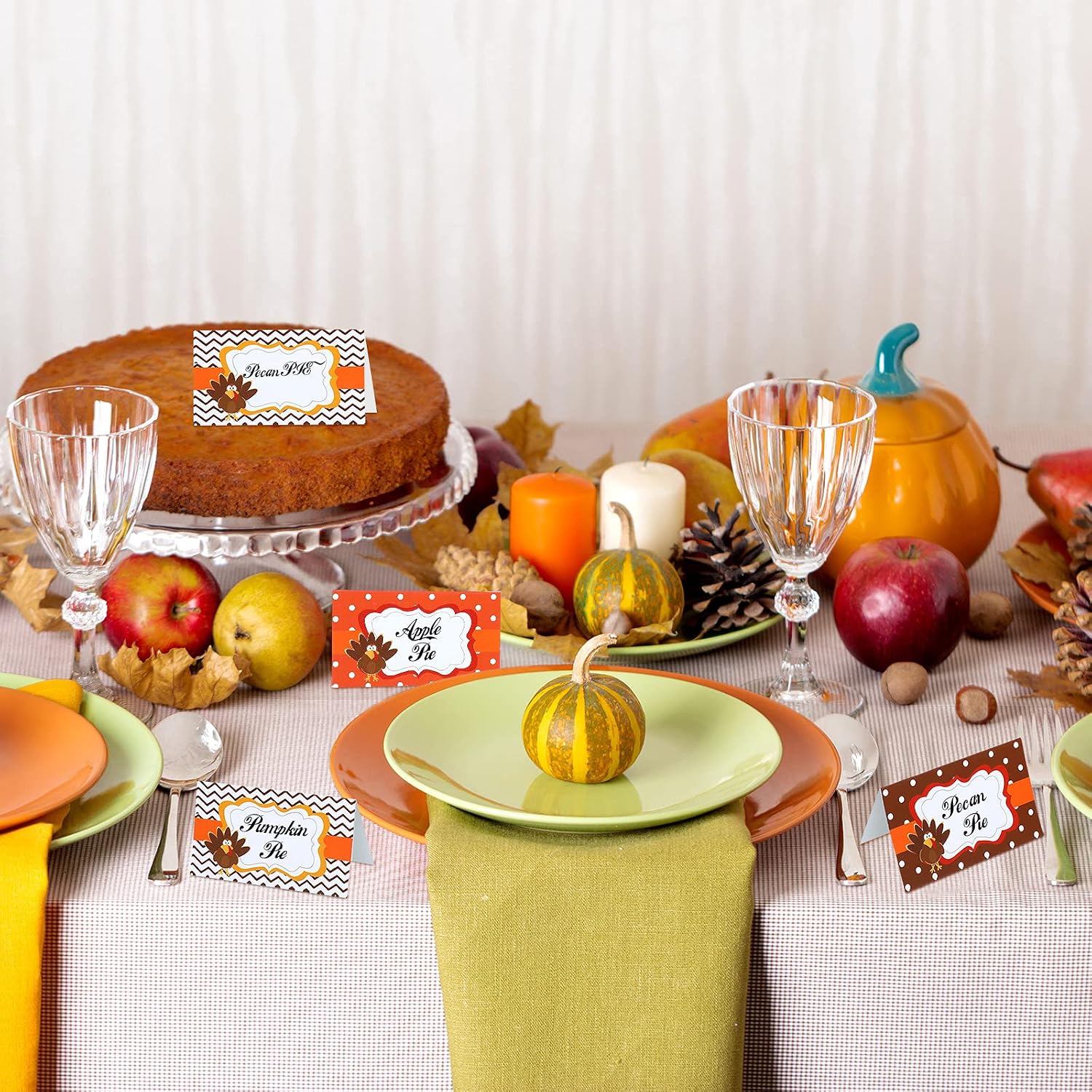 120 Pieces Thanksgiving Turkey Table Place Card Fall Buffet Table Name Place Card Folded Food Tag Turkey Label for Thanksgiving Party Supplies